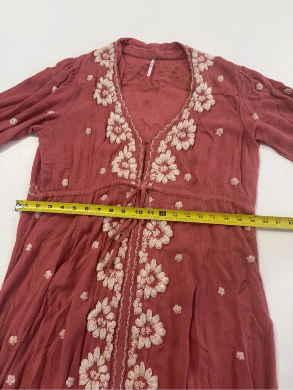Free People Embroidered Fable Midi Dress Medium Viscose Rose Pink Boho - Picture 7 of 10